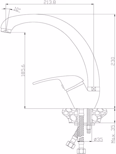 Смеситель Rossinka Y40-23 для кухни с высоким поворотным изливом, хром