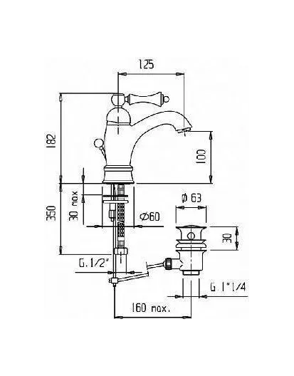Смеситель на раковину Cezares MARGOT, MARGOT-LSM1-A-01-BI, удлиненный хром