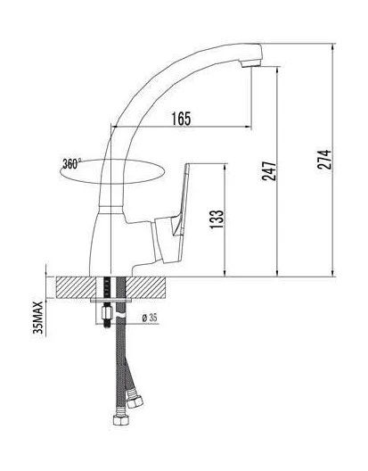 Смеситель Lemark Luna LM4105C для кухни с высоким поворотным изливом, хром