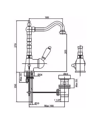 Смеситель Cezares ELITE, ELITE-LSM2-01-Bi, на раковину, однорычажный, с донным клапаном, хром, ручка белая