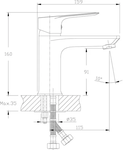 Смеситель Rossinka RS27-11 для умывальника монолитный, хром