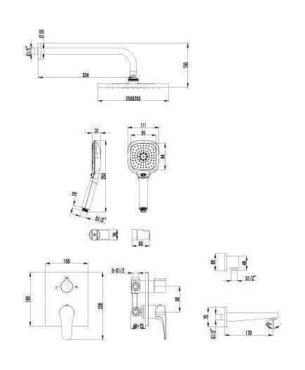 Душевой комплект Lemark Shift LM4322C со встраиваемым со смесителем, с внутренней частью