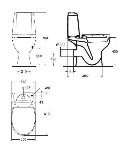 Унитаз-компакт "Сириус элеганс" (box) , горизонтальный выпуск, белый, W900301, Vidima