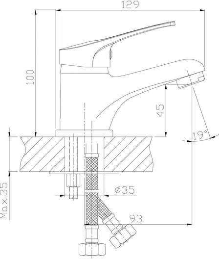 Смеситель Rossinka B35-11 для умывальника, монолитный, хром