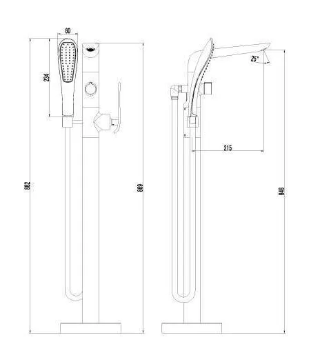 Смеситель Lemark Melange LM4944CW для ванны напольный, хром/белый