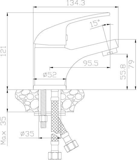 Смеситель Rossinka Y40-11 для умывальника монолитный, хром