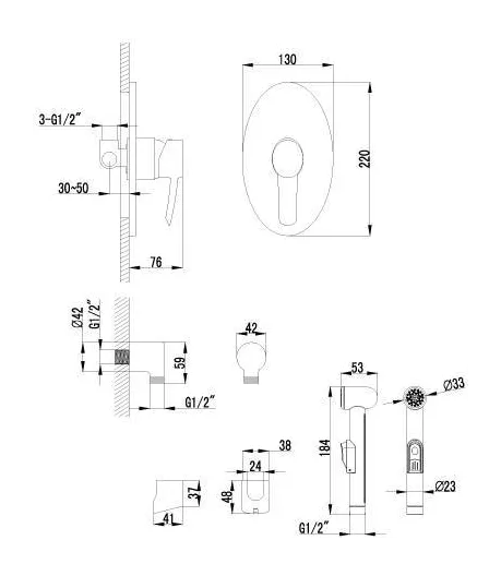 Смеситель встраиваемый Lemark Atlantiss LM3219C для биде