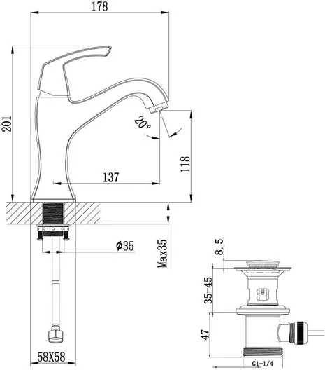 Смеситель Lemark Nubira LM6206ORB для раковины монолитный, черная бронза