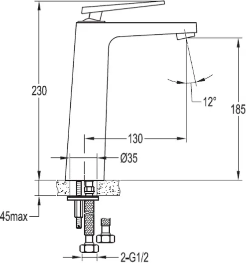 Смеситель Cezares BADEN, BADEN-F-LC-01-WO для накладных раковин