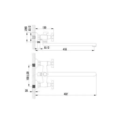 Смеситель Lemark Benefit LM2512C универсальный с плоским изливом