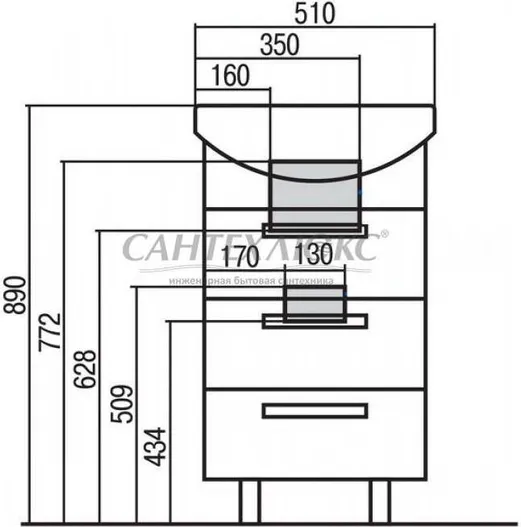 Тумба-умывальник "Ария 50 Н", 1A140201AA01, Акватон