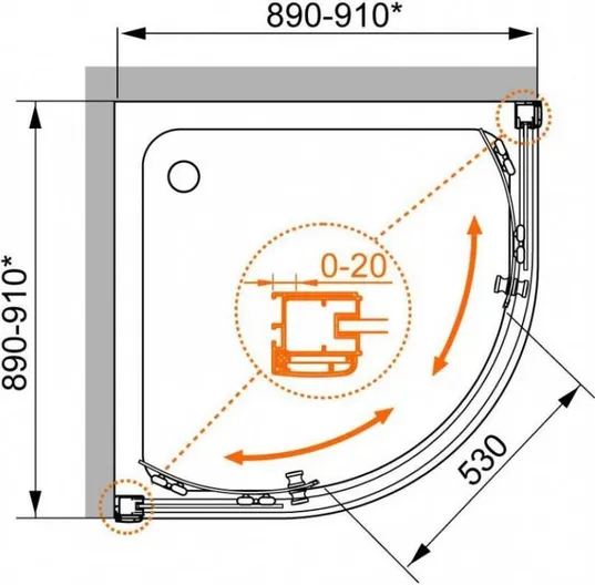 Душевой уголок Cezares Momento R-2-90-C-Cr
