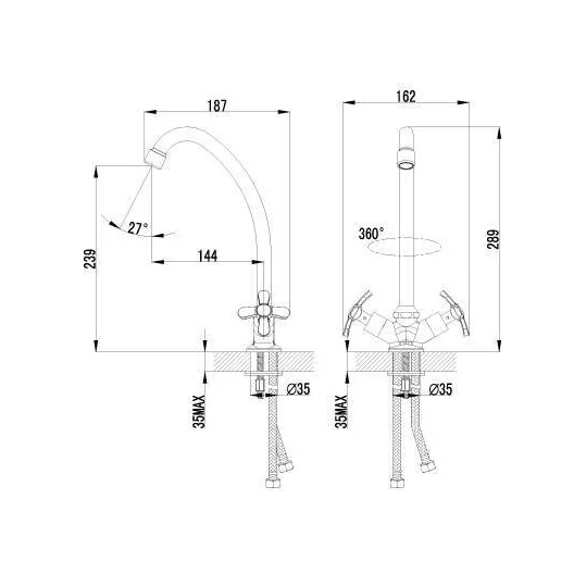 Смеситель Lemark Partner LM6544C для кухни с поворотным изливом, хром