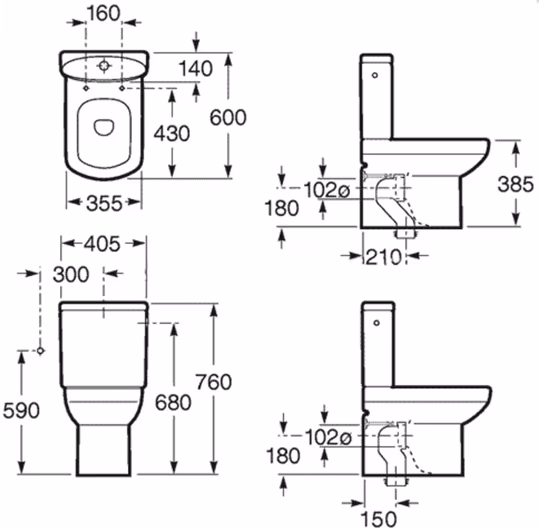 Унитаз напольный Dama Senso Compacto (чаша), 342518000, Roca
