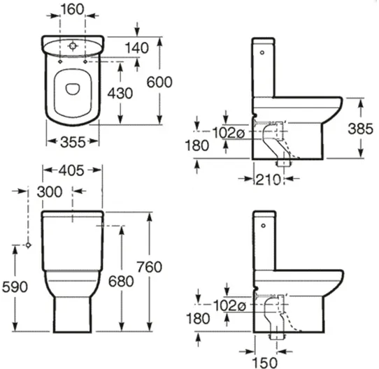 Унитаз напольный Dama Senso Compacto (чаша), 342518000, Roca