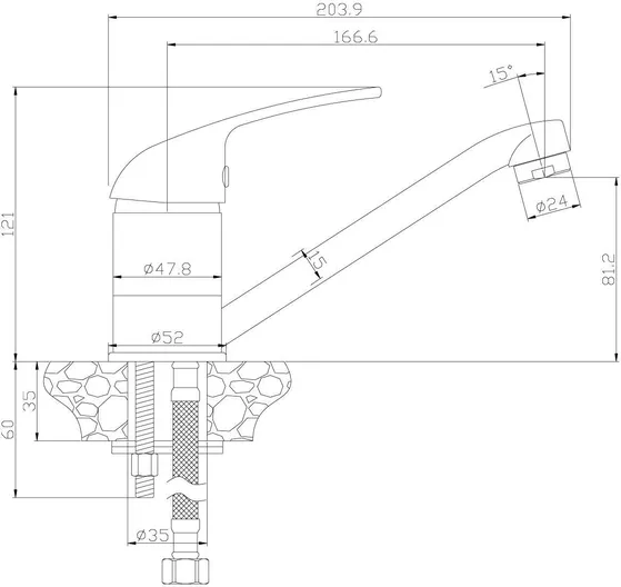 Смеситель Rossinka Y40-22 для умывальника с поворотным изливом, хром