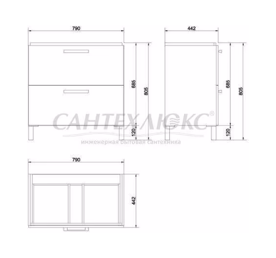 Тумба MELAR под раковину белая для Como 80, P-SU-MEL-CM80, Cersanit