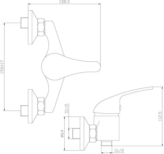 Смеситель Rossinka Y40-41 для душа, хром