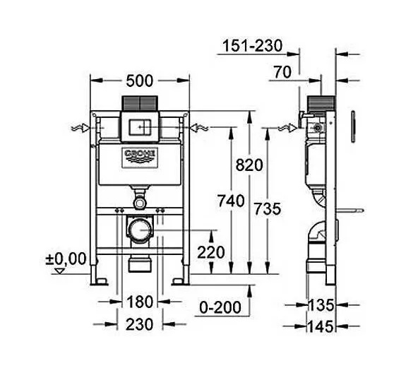 Система инсталляции для унитазов Grohe Rapid SL 38587000
