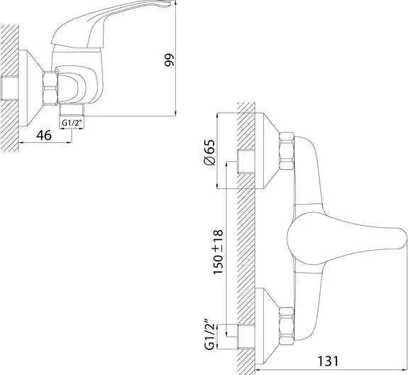 Смеситель Rossinka A35-41 для душа, хром