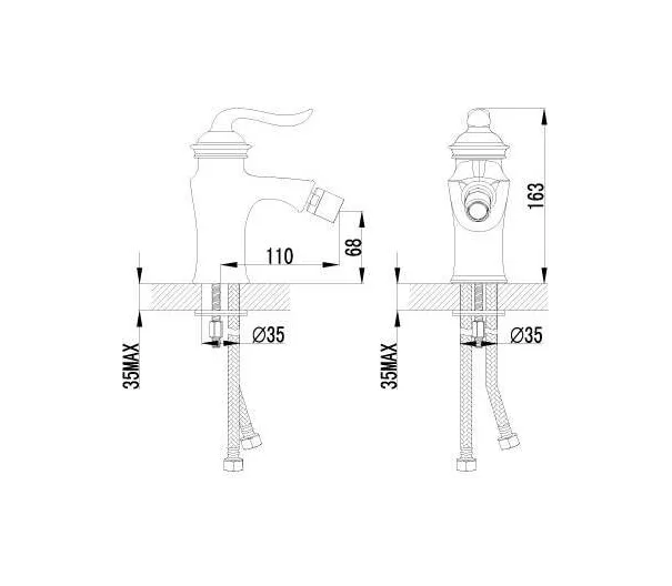 Смеситель Lemark Brava LM4708G для биде с донным клапаном клик-клак, золото