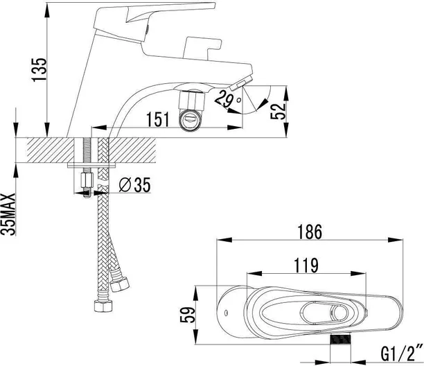 Смеситель Lemark Luna LM4115C на борт ванны