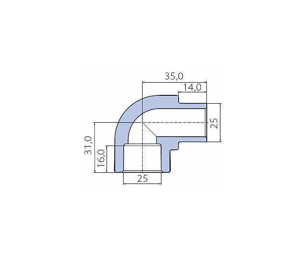 Угольник EKOPLASTIK, SKO125XXXX, 90°, 25 мм, внутренняя-наружная