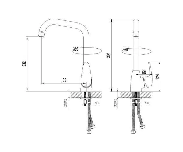 Смеситель Lemark Pramen LM3305C для кухни, высокий поворотный излив