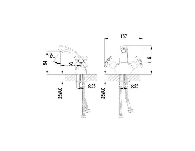 Смеситель Lemark Partner LM6546C для раковины вентильный, монолитный, хром