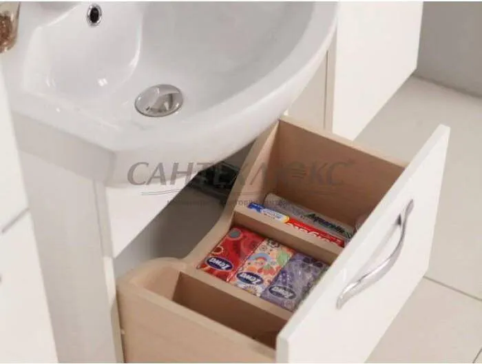 Тумба-умывальник "Ария 65" белая, 1340-1, 1A134001AA010, Акватон