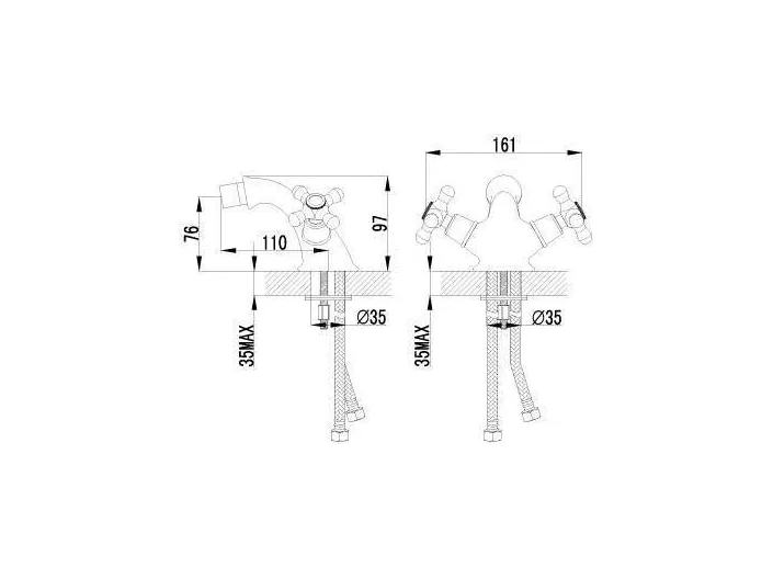 Смеситель Lemark Vintage LM2808B для биде с донным клапаном клик-клак, бронза