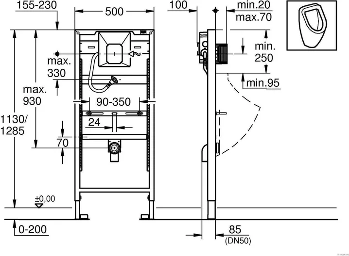Система инсталляции для писсуаров Grohe Rapid SL 38786001