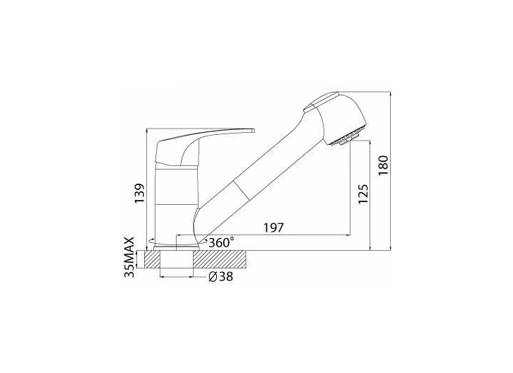 Смеситель Rossinka D40-25 для кухни с вытяжным изливом, хром