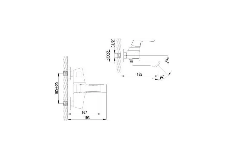 Смеситель Lemark Unit LM4514C для ванны с фиксированным плоским изливом
