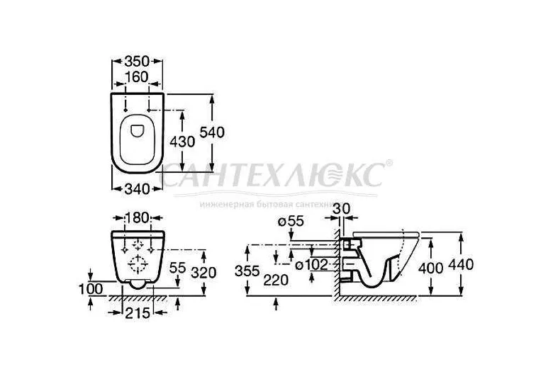Подвесной унитаз Gap Rimless с крышкой-сиденьем, с функцией микролифт, Roca