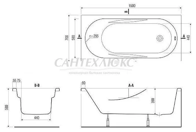 Акриловая ванна MITO RED, 150х70, WP-MITO_RED*150, Cersanit
