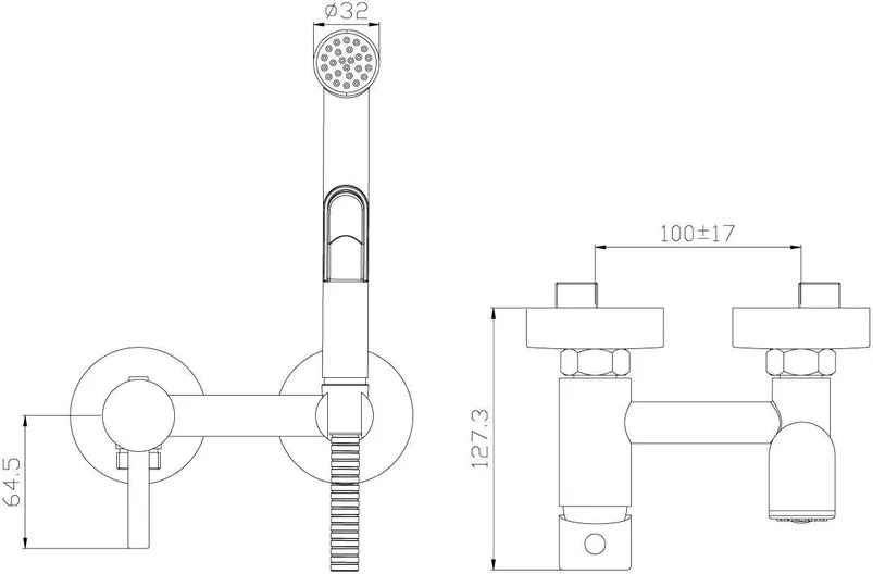 Гигиенический душ Rossinka X25-52 со смесителем, хром