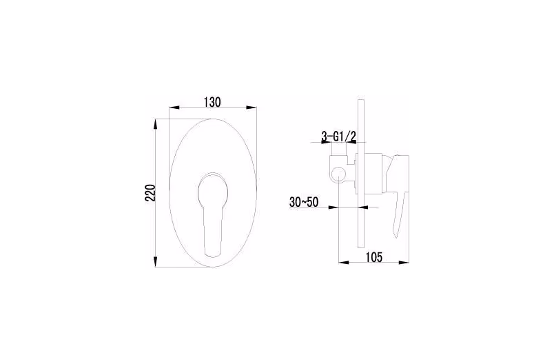 Смеситель встраиваемый Lemark Atlantiss LM3223C для душа, встраиваемый, без аксессуаров, хром