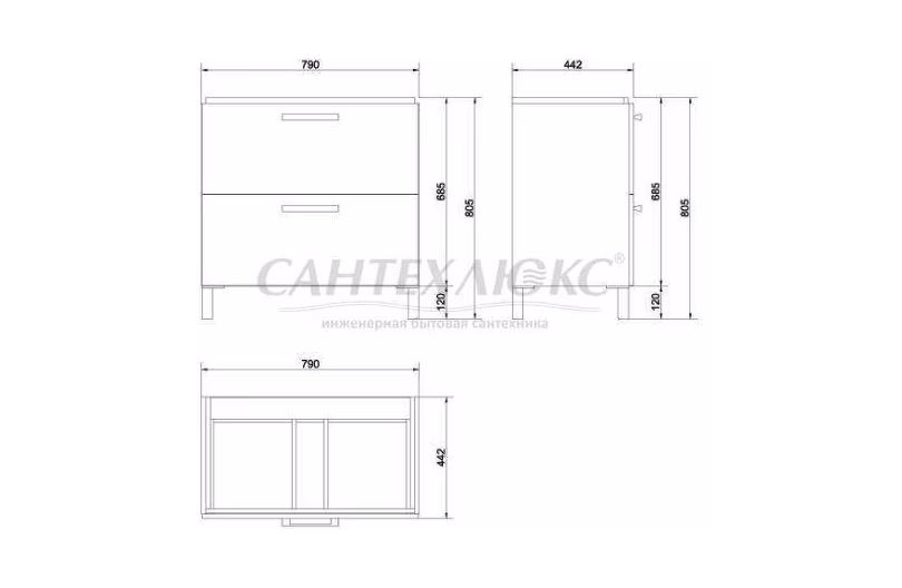 Тумба MELAR под раковину белая для Como 80, P-SU-MEL-CM80, Cersanit
