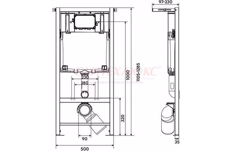 Инсталляция «Slim&amp;Silent» инсталляция для подвесного унитаза, P-IN-MZ-SLIM, Cersanit