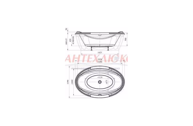 Акриловая ванна FRA GRANDE "Гранада", 185х119, RADOMIR