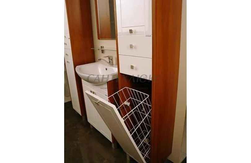 Шкаф-колонна с бельевой корзиной "Альпина 65" венге, 1A133603AL500, Акватон