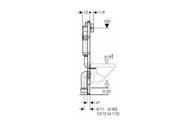 Система инсталляции для унитазов Geberit Duofix Delta Платтенбау 458.122.11.1
