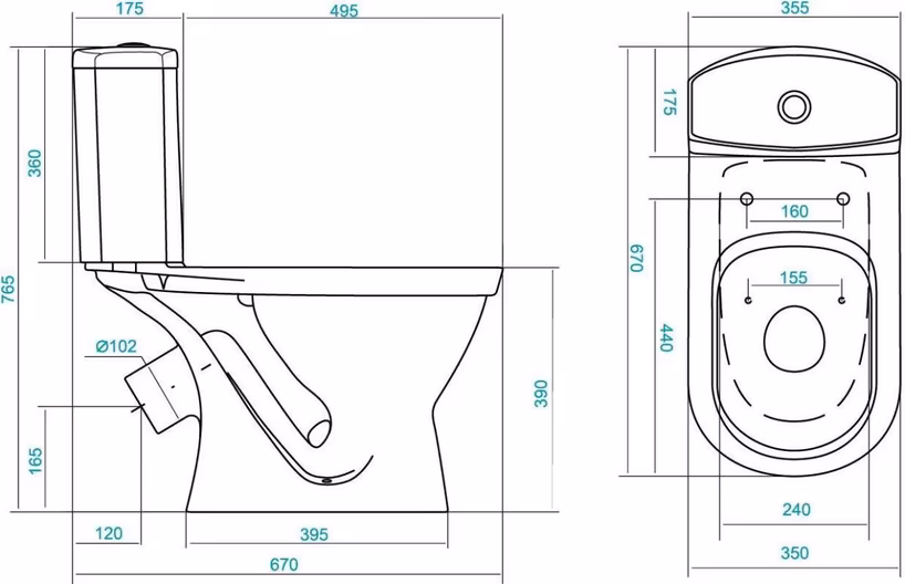 Унитаз-компакт "Алькор" антивсплеск, 2-режима, дюропласт, металлический крепеж ,W909001-5, Santek