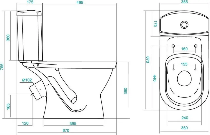 Унитаз-компакт "Алькор" антивсплеск, 2-режима, дюропласт, металлический крепеж ,W909001-5, Santek