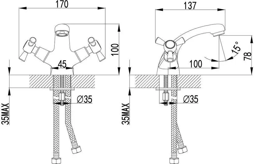 Смеситель Lemark Contour LM7406C  для раковины монолитный, хром