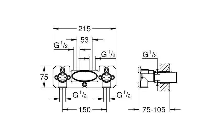 Встраиваемая часть GROHE Grohtherm SmartControl 26449000, для термостатического смесителя