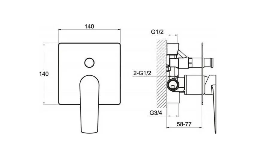 Смеситель BELBAGNO CARIN CAR-BASM-CRM, встраиваемый, двухпозиционный