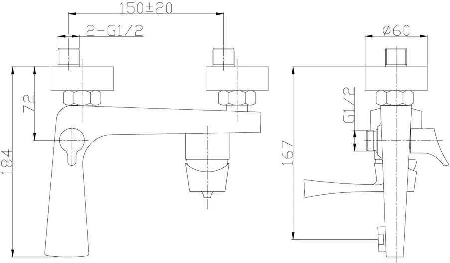 Смеситель Rossinka RS34-31 для ванны с коротким изливом, хром