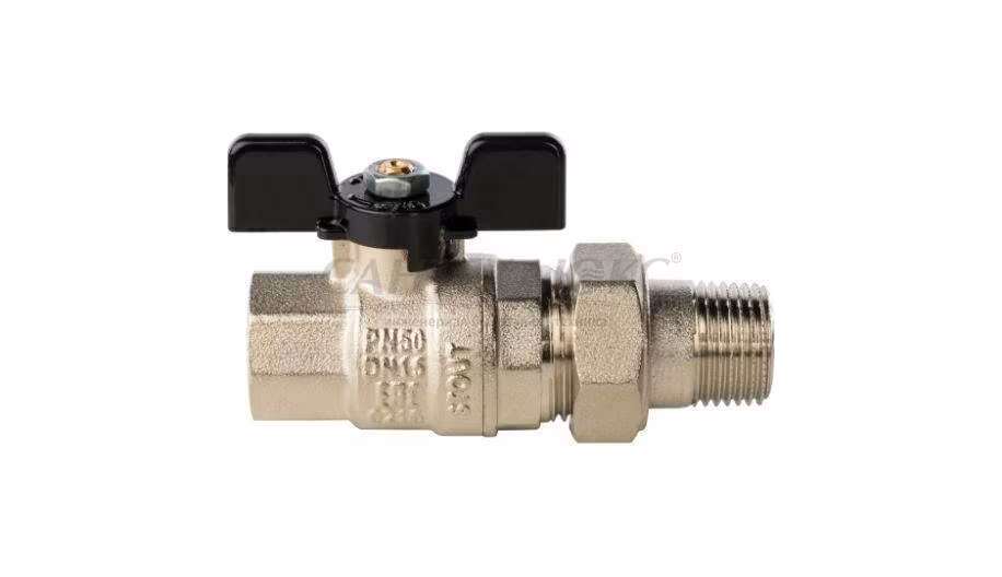 Кран шаровый 1/2" с американкой ВР/НР (бабочка), SVB-0007-000015, STOUT